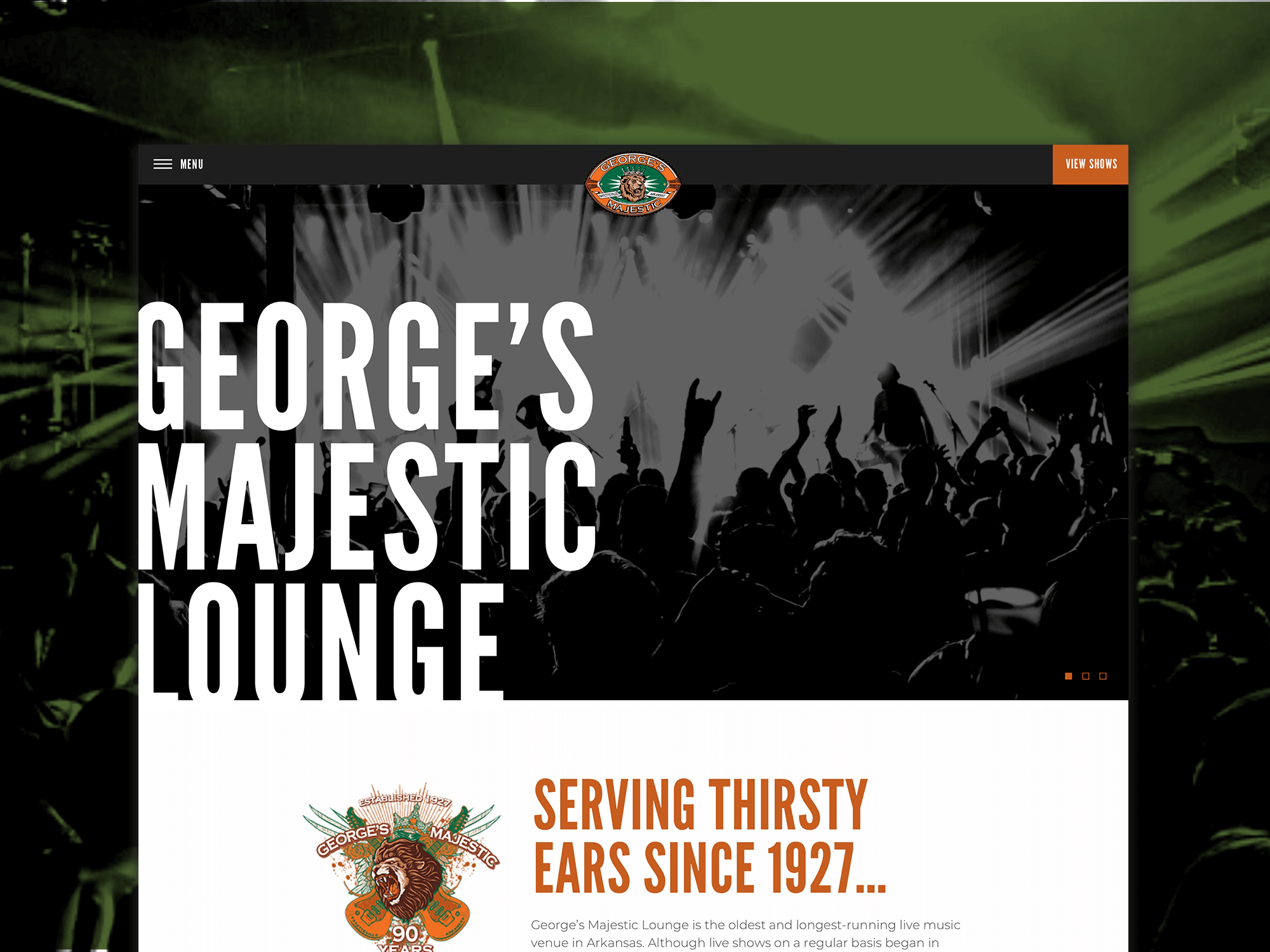 George's Majestic Lounge Homepage Shot