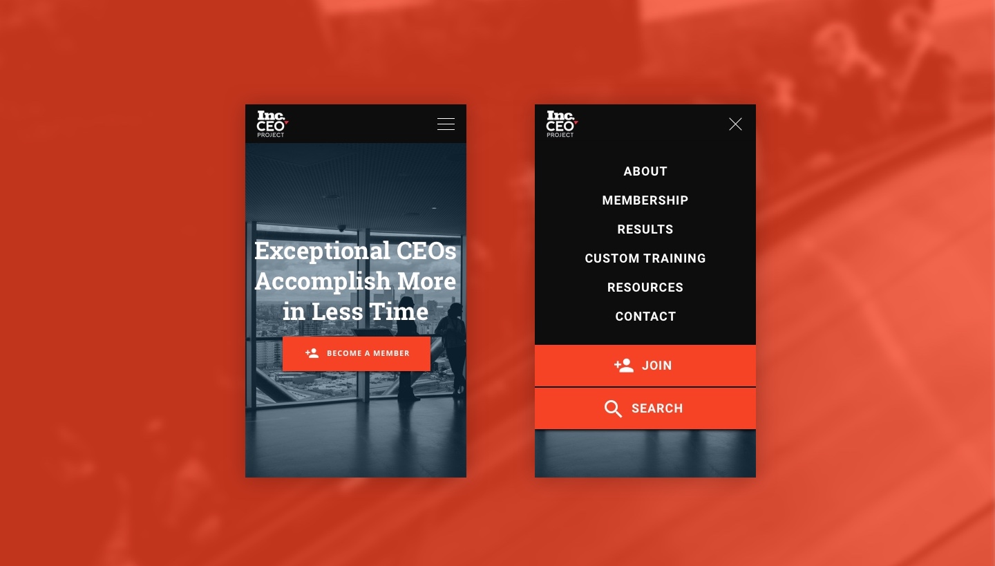 inc ceo project mobile web screenshots