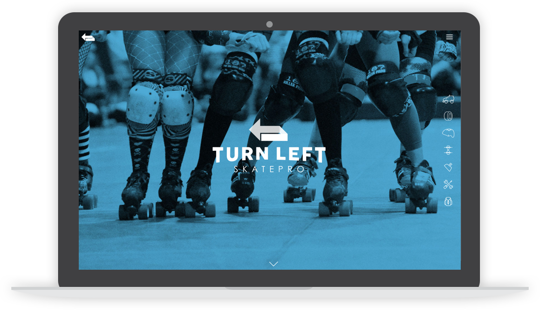 turn left skatepro website homepage desktop screen